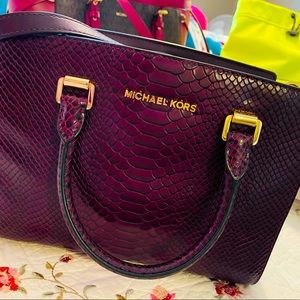Michael Kors Selma Snake-Embossed-Leather Satchel